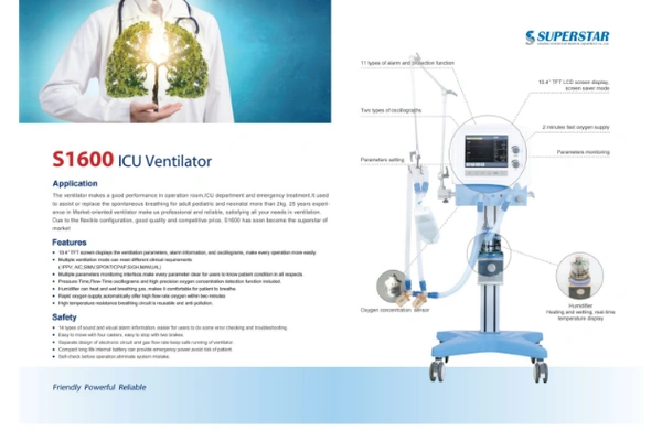 SuperStar ICU Ventilator Model: S-1600